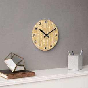Designer Mudcloth Print Wall Clock