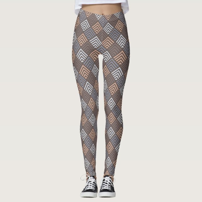 Designer Multi- Beige Diamond Leggings (Front)