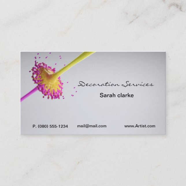 Designer or Decorator business card (Front)