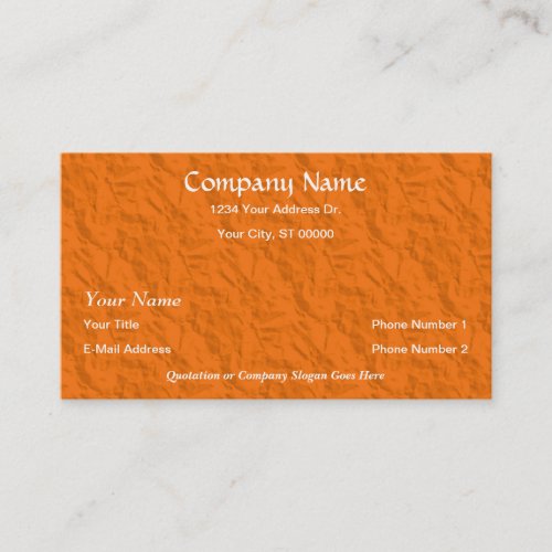 Designer Orange Crumpled Paper Business Cards