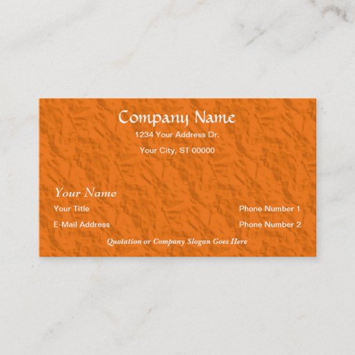 Customizable Designer Orange Crumpled Paper Business Cards
