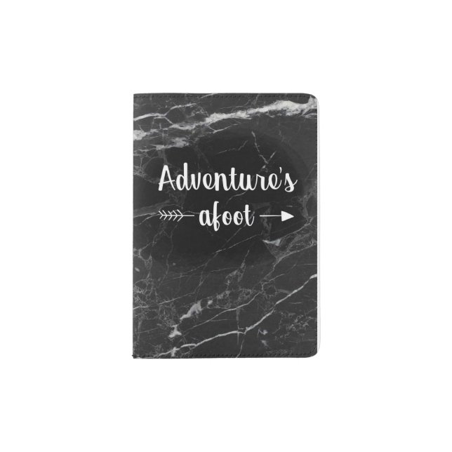 Designer Passport Cover - Black Marble (Front)