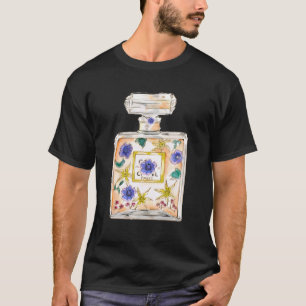 Designer Perfume Bottle Illustration Floral Art T-Shirt