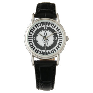 Designer Piano Keys and Treble Clef wristwatch