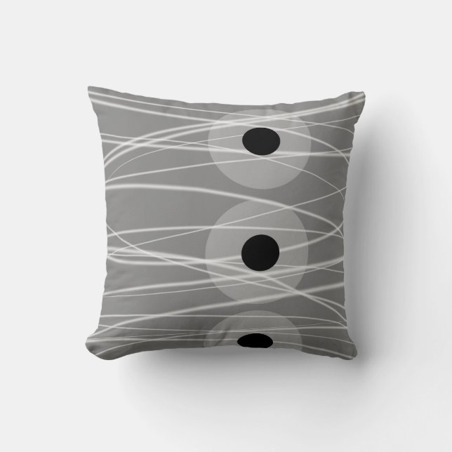 designer pillow artistic abstract gray and white (Front)