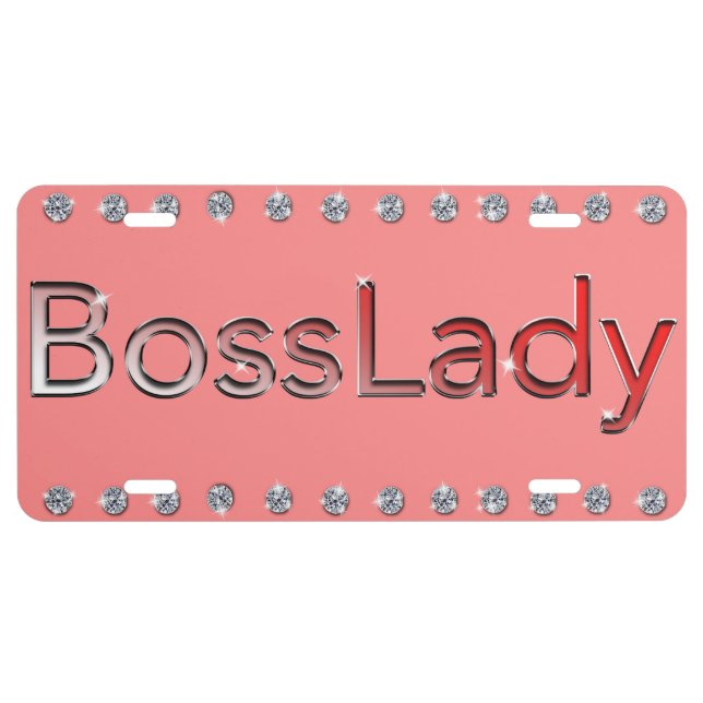 Designer Pink Ombre Boss Lady Vanity Plate (Front)