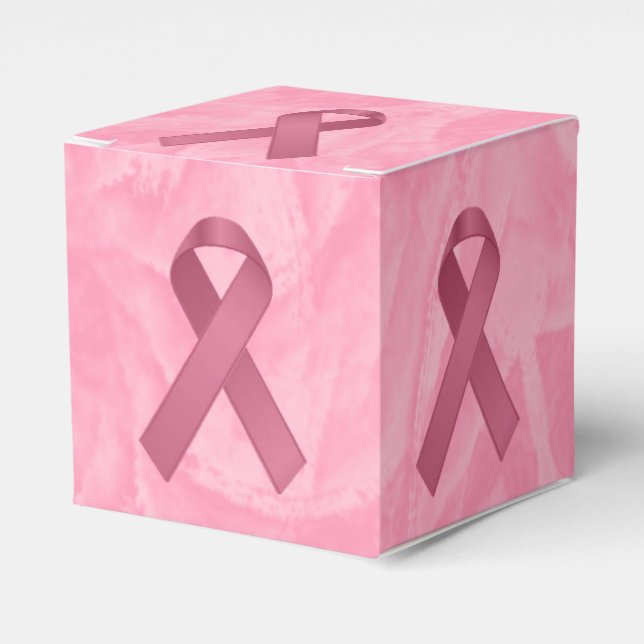 Designer Pink Ribbon Favor Boxes (Front Side)