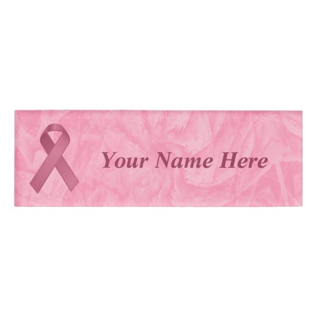 Designer Pink Ribbon Name Tag (Front)