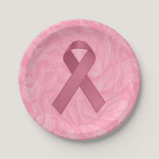 Designer Pink Ribbon Paper Plates