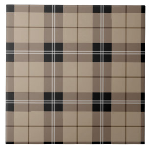 Designer plaid /tartan pattern brown and Black Tile