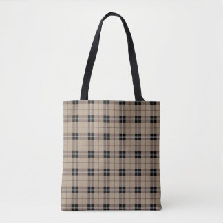 Designer plaid /tartan pattern brown and Black Tote Bag