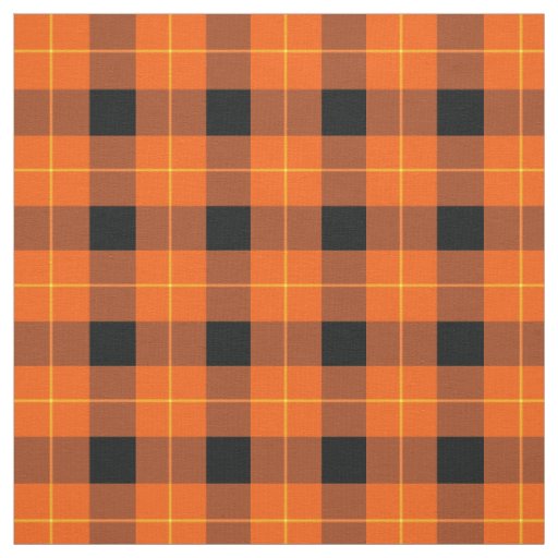 Designer plaid /tartan pattern orange and Black Fabric