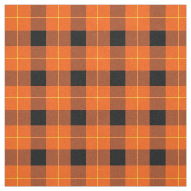 Designer plaid /tartan pattern orange and Black Fabric (Swatch)