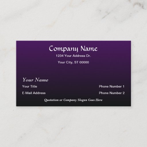 Customizable Designer Purple Black Fade Business Cards