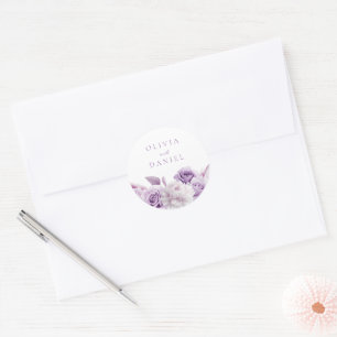 Designer Purple Lavender Floral Wedding Classic Round Sticker