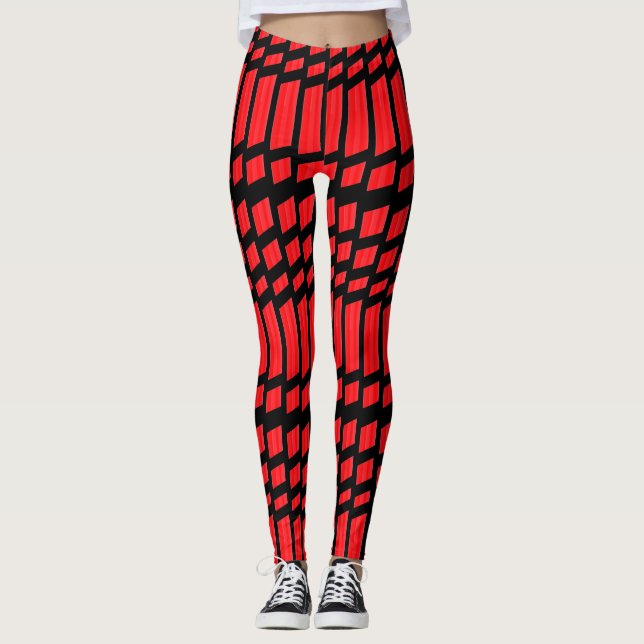 Designer Red Pattern Leggings (Front)