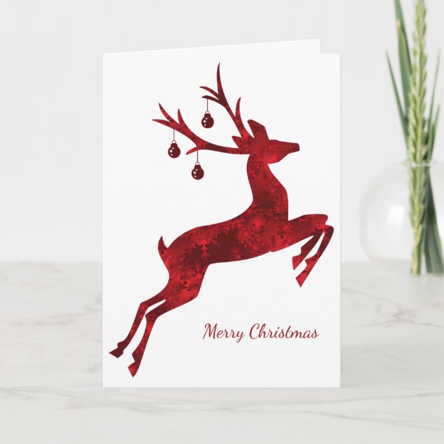 Designer Reindeer Christmas Invitation In Red