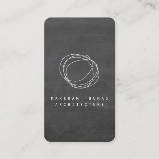 Customizable Designer Scribble Logo on Black Chalkboard Business Cards