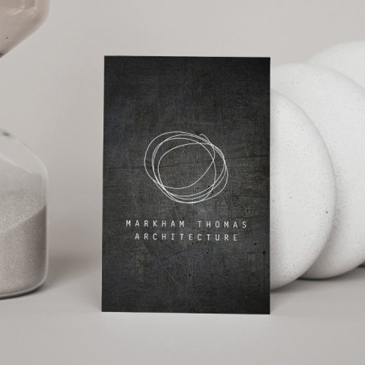Customizable Designer Scribble Logo on Black Grunge Metal Business Card Templates