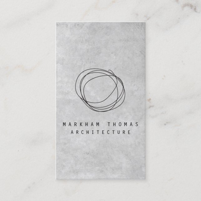 Designer Scribble Logo on Gray Concrete Business Card (Front)
