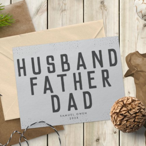 Designer Script Fathers Day Gray Modern Photo Announcement