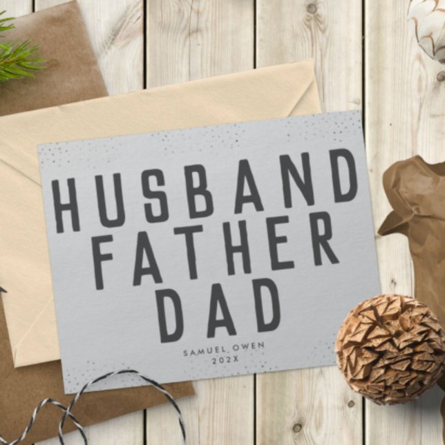 Designer Script Father's Day Gray Modern Photo Announcement (Creator Uploaded)