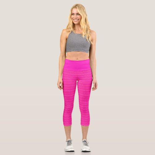 Designer Soft Hot Pink High Waisted Capri Legging