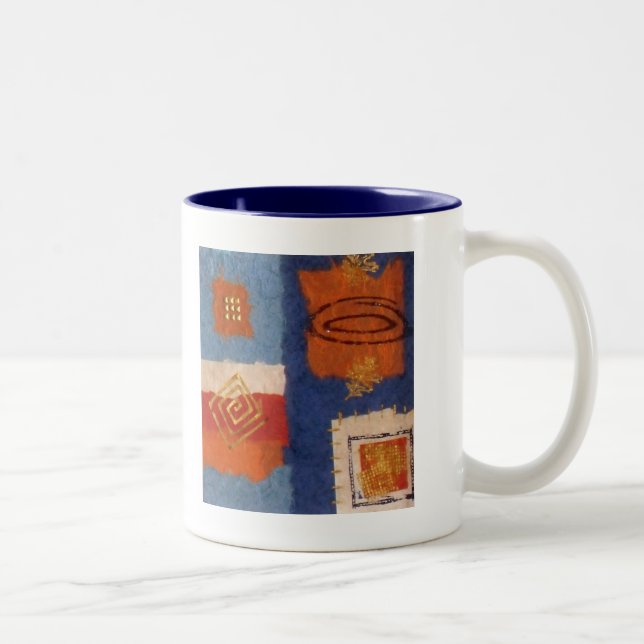 Designer Squares Birthday Two-Tone Coffee Mug (Right)
