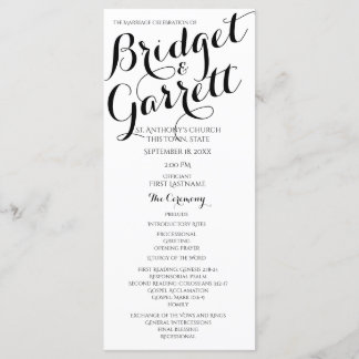 Designer Text Black and White Wedding Program