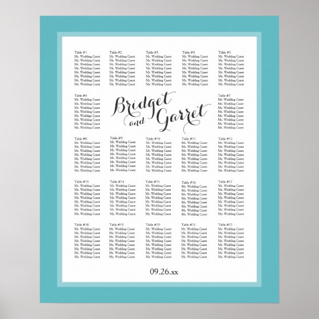 Designer Text Color Select Wedding Seating Chart
