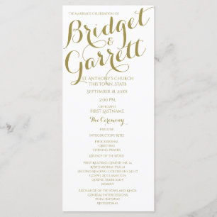 Designer Text Gold and White Wedding Program