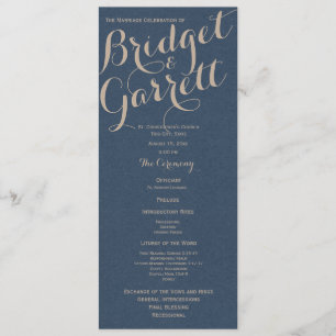 Designer Text Navy Blue Wedding program