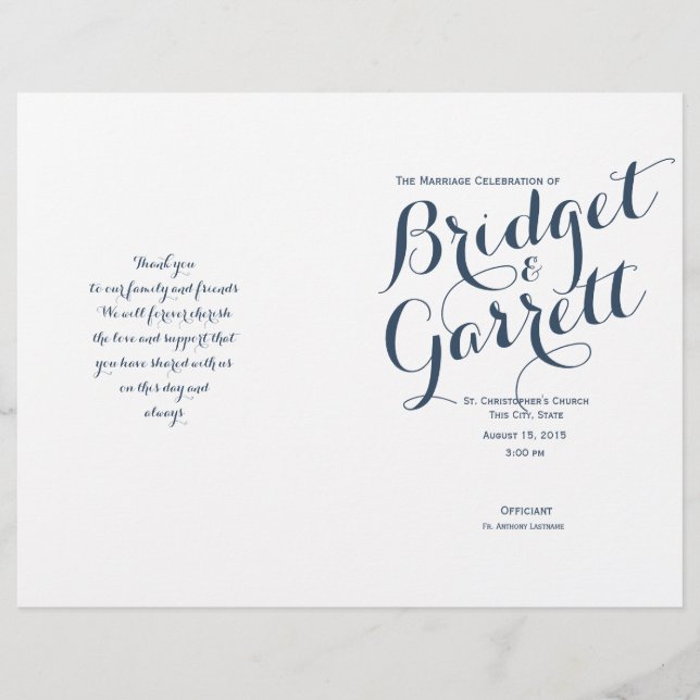 Designer Text Wedding Program (Front)