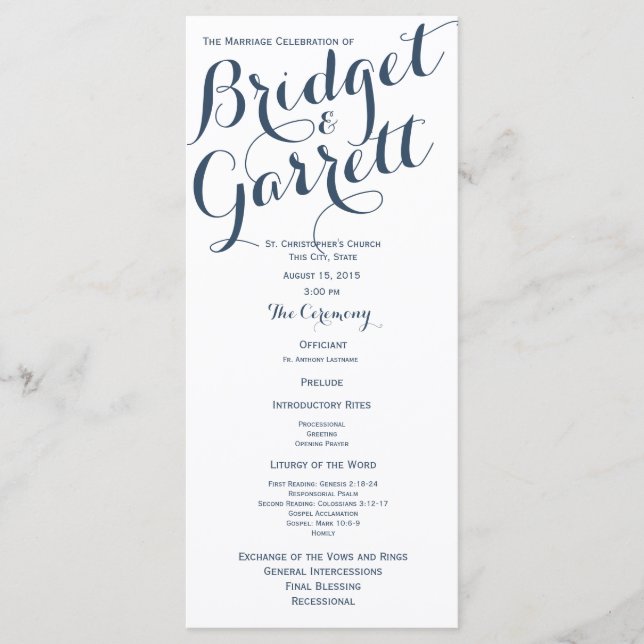 Designer Text Wedding Program (Front)