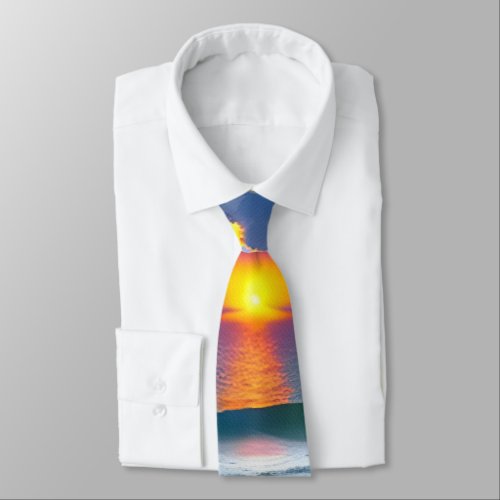 Designer Tie Sunrise Ocean Waves Neck Tie