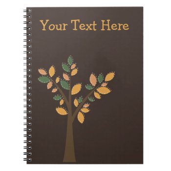 Designer Tree Brown Spiral Personalized Notebook by stripedhope at Zazzle