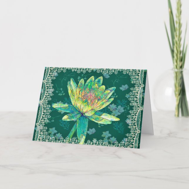 Designer Water Lily Blank Note Card (Front)
