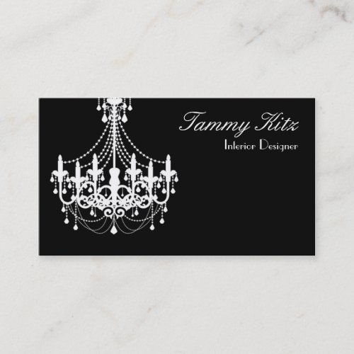 Designer White Black Chandelier Business Card Chic