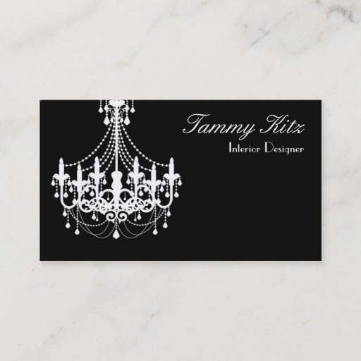 Customizable Designer White Black Chandelier Business Card Chic