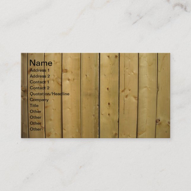 Designer Wood Wooden Fence Business Cards (Front)
