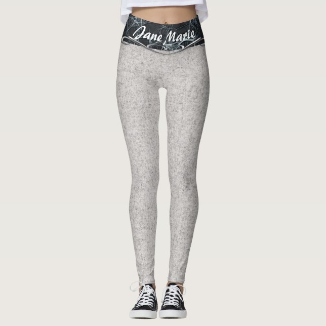 Designer Yoga leggings gray and black (Front)