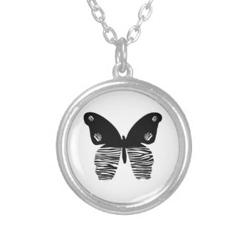 Designer Zebra Stripe Butterfly Necklace by stripedhope at Zazzle