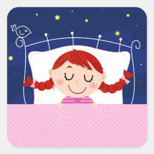 Designers edition with cute Sleeping girl Square Sticker