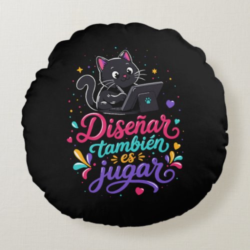 Designing is also playing round pillow