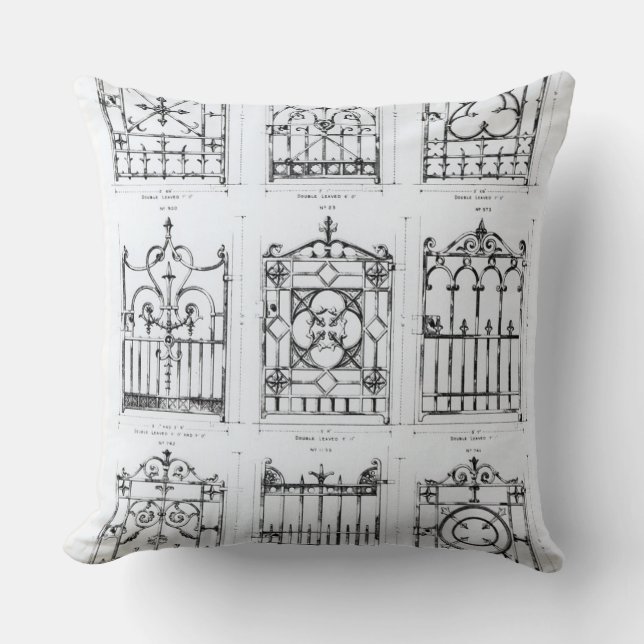 Designs for cast-iron railings, from 'Macfarlane's Throw Pillow (Front)