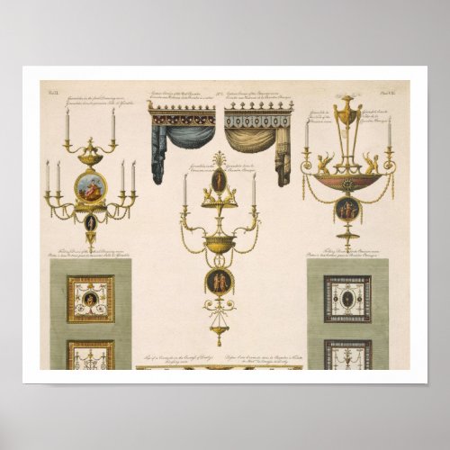 Designs for Curtain Cornices Girandoles and Foldi Poster