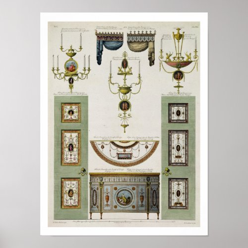 Designs for curtain cornices girandoles and foldi poster