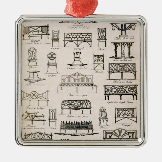 Designs for garden seats, from 'A Compendium of Dr Metal Ornament (Front)