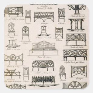 Designs for garden seats, from 'A Compendium of Dr Square Sticker