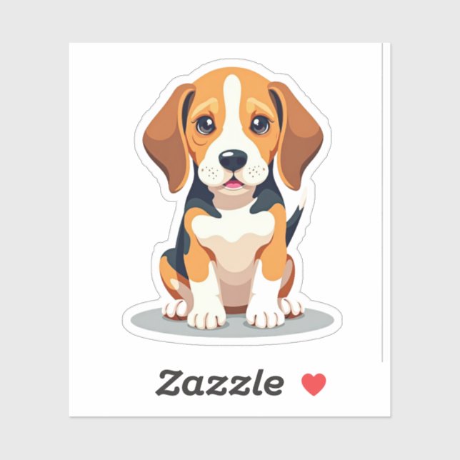 Desirable Beagle, Adorable Flat Style, Small Sticker (Sheet)